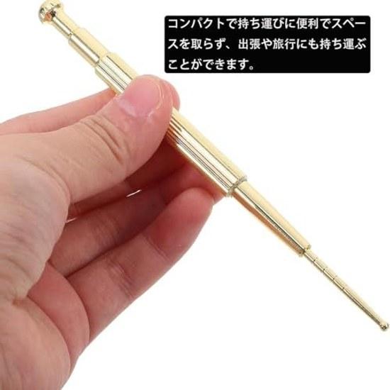 Ear acupoint locator stick facial tool spring type brass material detection probe full body use lightweight portable usable on both ends.