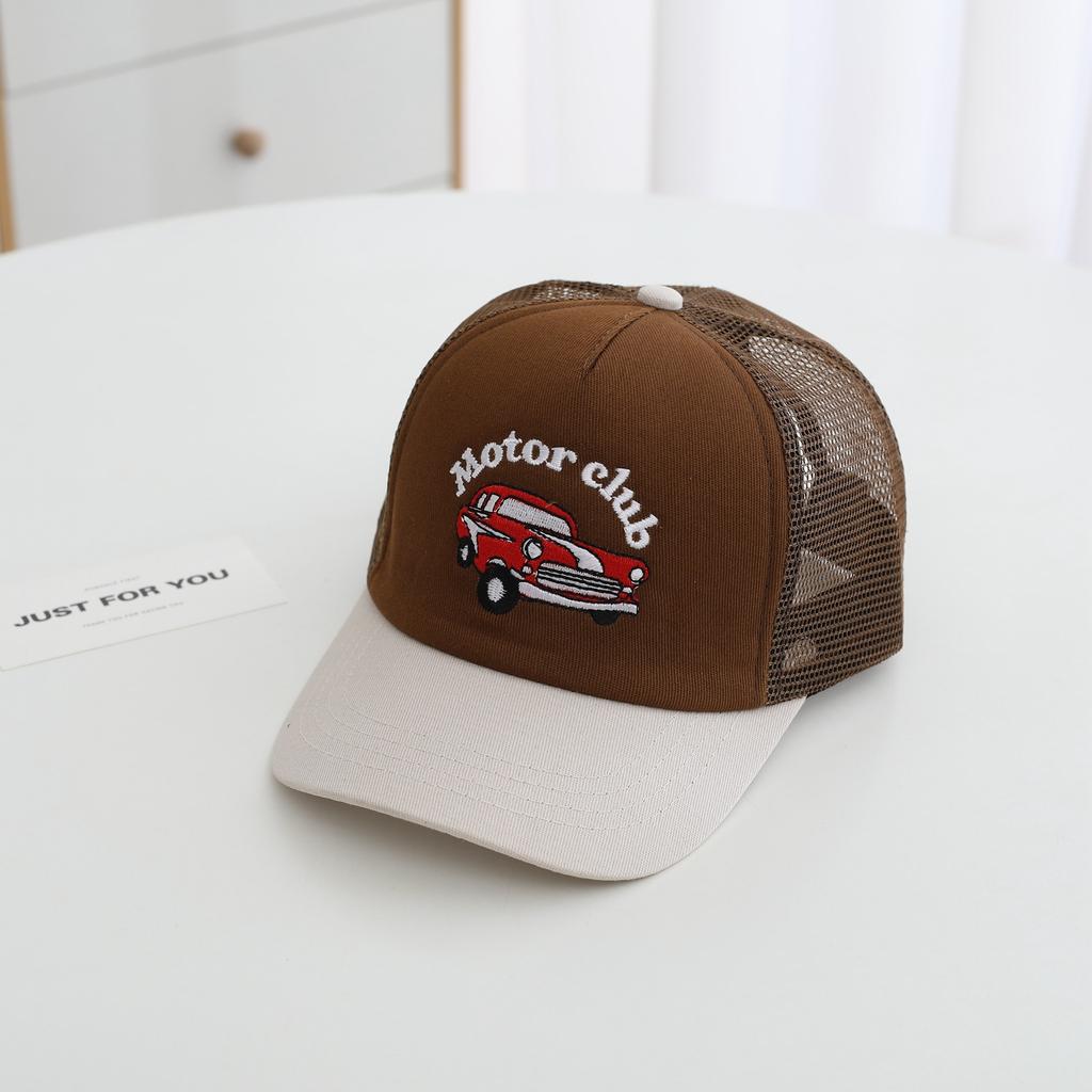 JYL TS DIY Excavator Kids Cap Mesh Summer Sun Hat Polyester