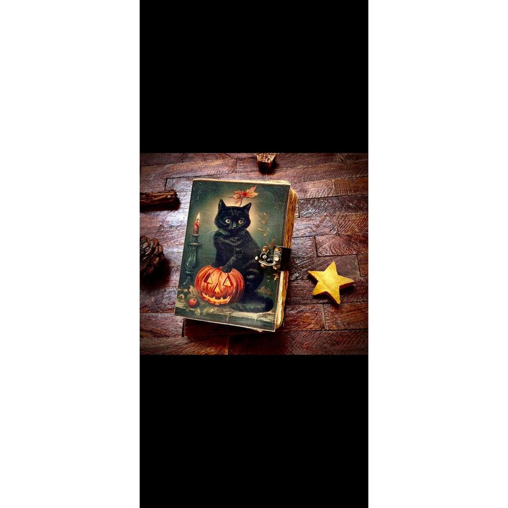 Black Cat Junk Journal Old Pages Dark Witch Fantasy Magical Junk Journal Kit Halloween Thaem Book Of Shadows