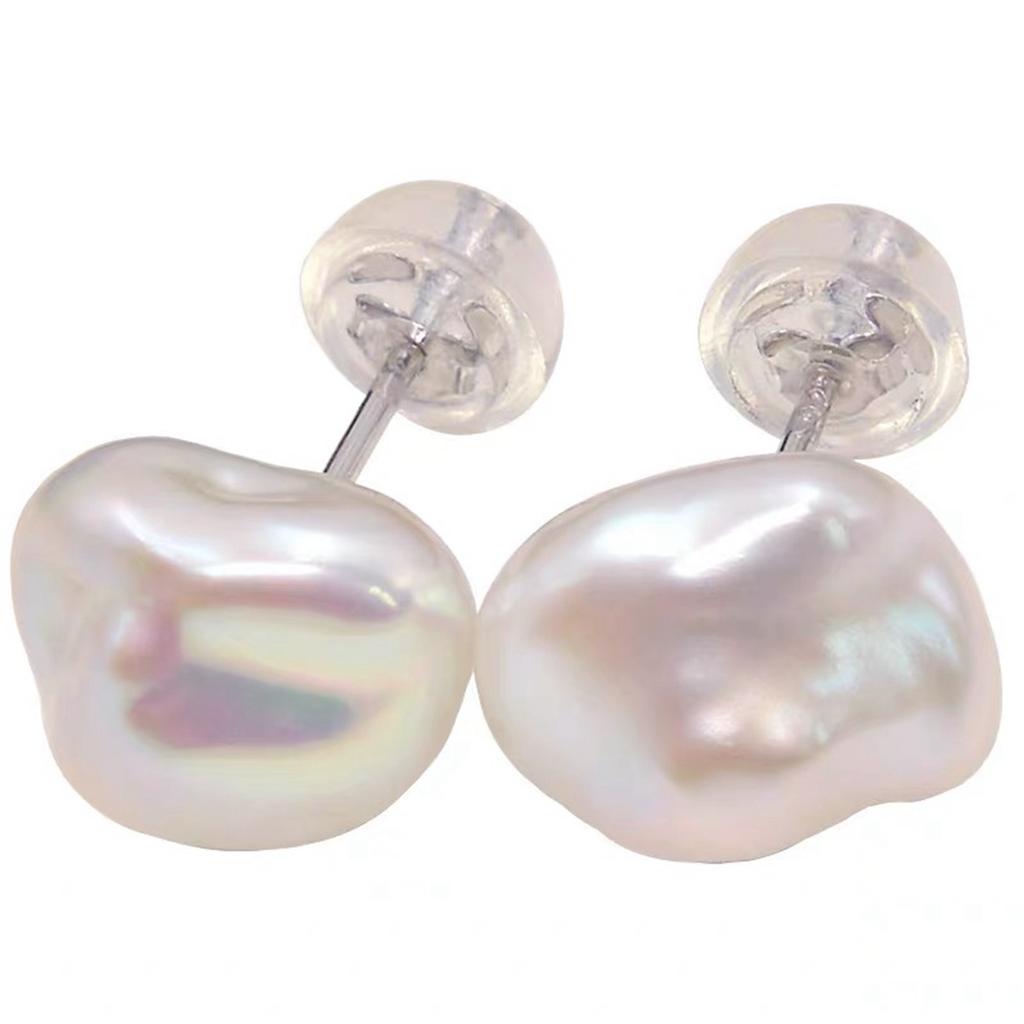 Aurora White Natural Freshwater Baroque Irregular Petals Small Stone Keshi Pearl Earrings S925 Sterling Silver Elegant Gift