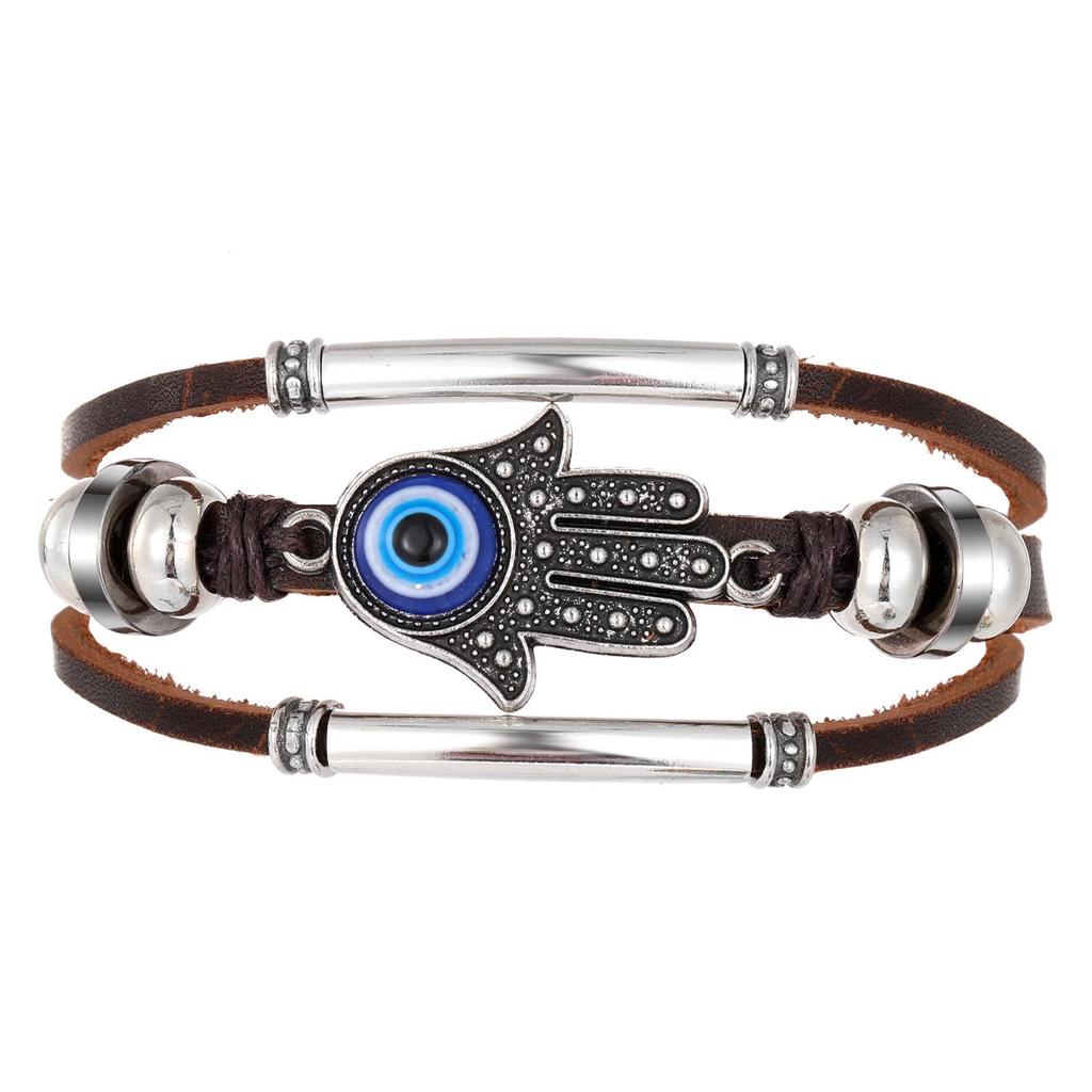 European & American Handmade Braided Leather Bracelet Set: Men's Hip Hop Punk Vintage Multi-layer Jewelry
