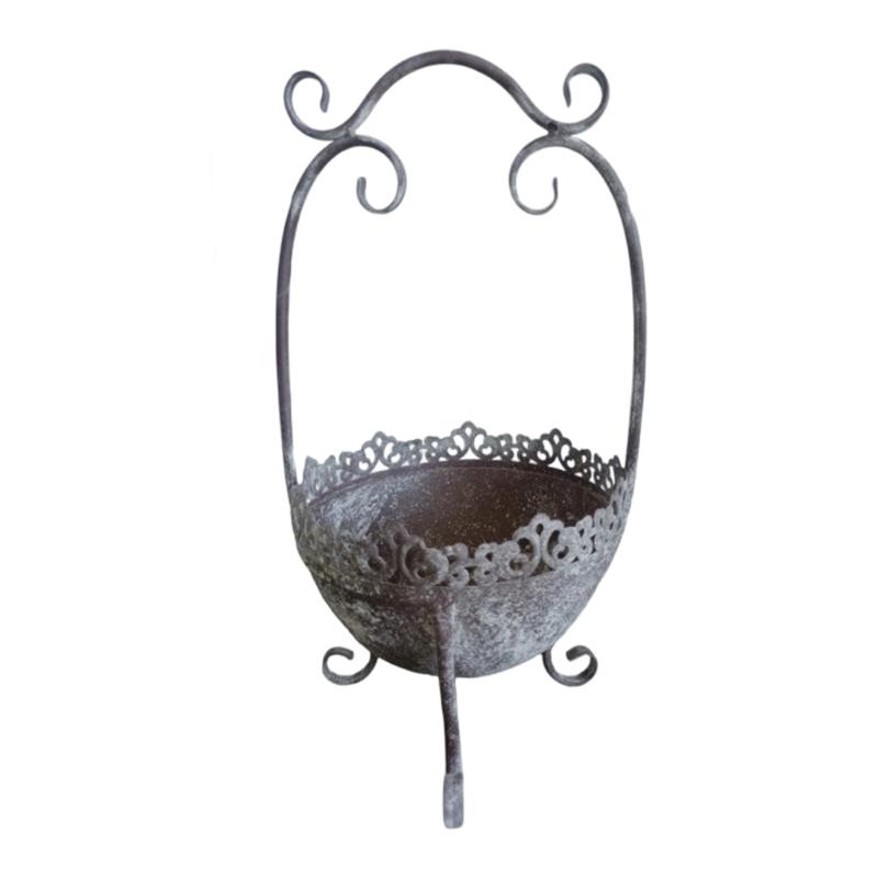 Unique Weathered Metal Flower Pot Container Balcony Vase With Artistic Lace Trim Suitable For Indoor And Outdoor bushes
