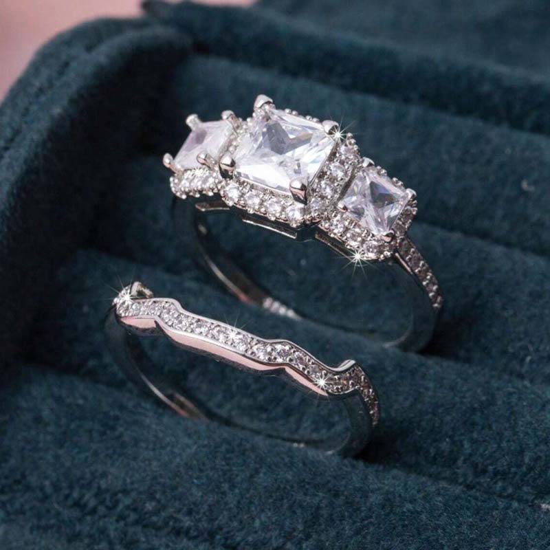 European and American women s fashionable simple square creative design irregular ring set 6 серебряный