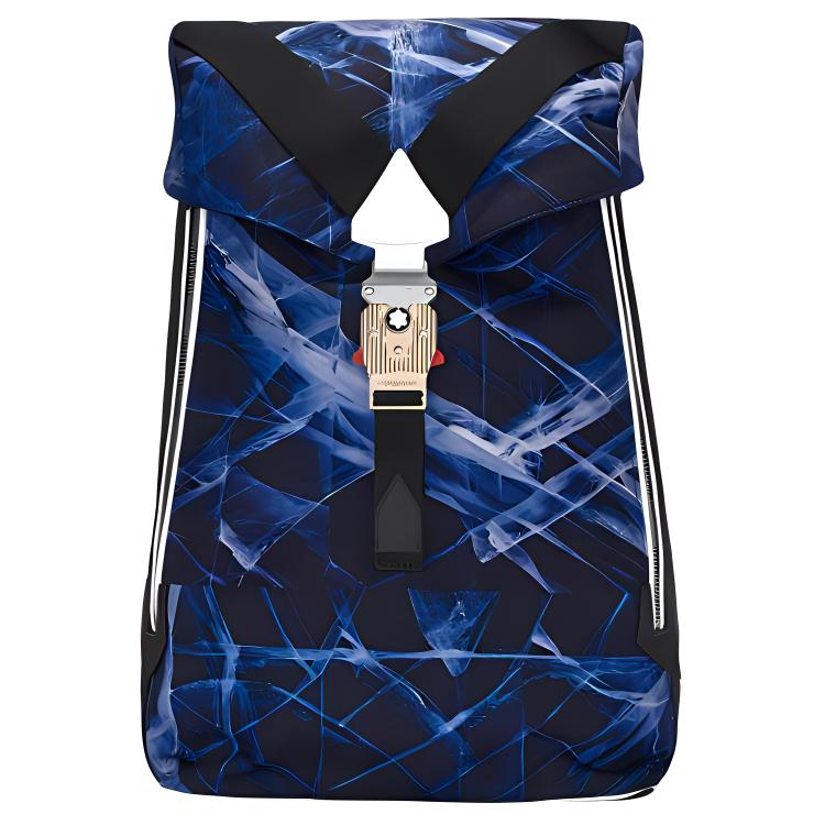 Montblanc Glacier Blue Special Edition Glacier Print Climbing Buckle Nylon Spliced Eco-Friendly Leather Fabric Medium Backpack Unisex Backpacks 129736