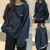 Women Long Sleeve Solid Color Loose Blouse Letters Print Sweatshirt Pullover