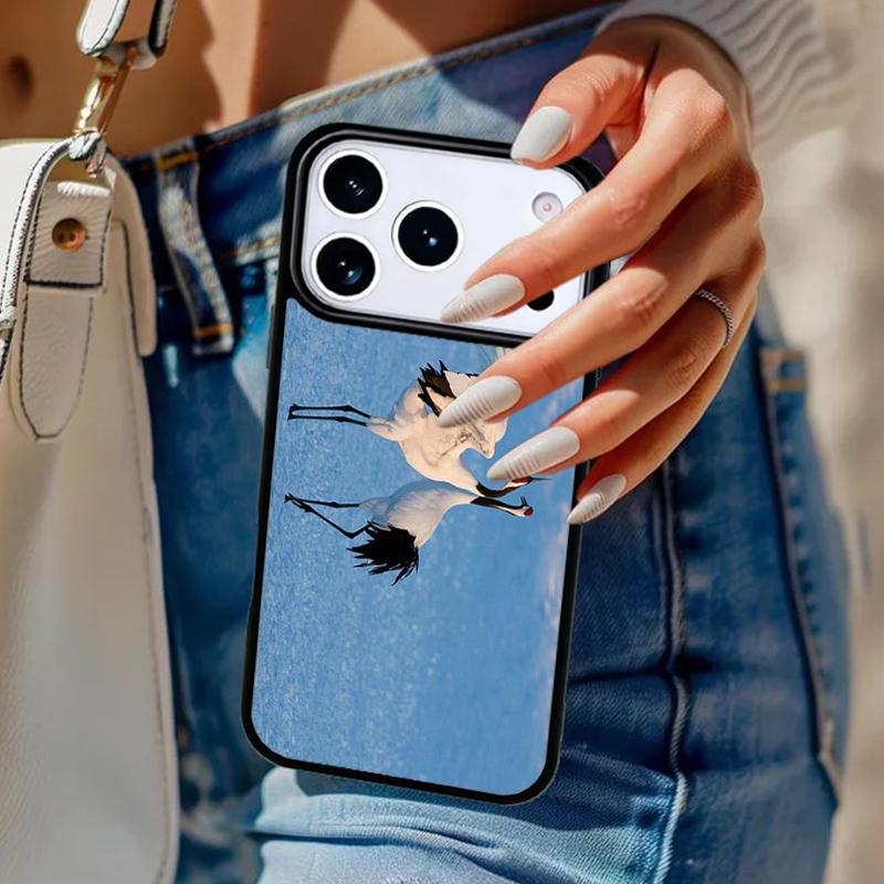 Red-crowned Crane Bird Phone Case For iPhone 17 Air 14 15 13 12 Max Cover For Apple 16e 11 Pro Max Plus Coque