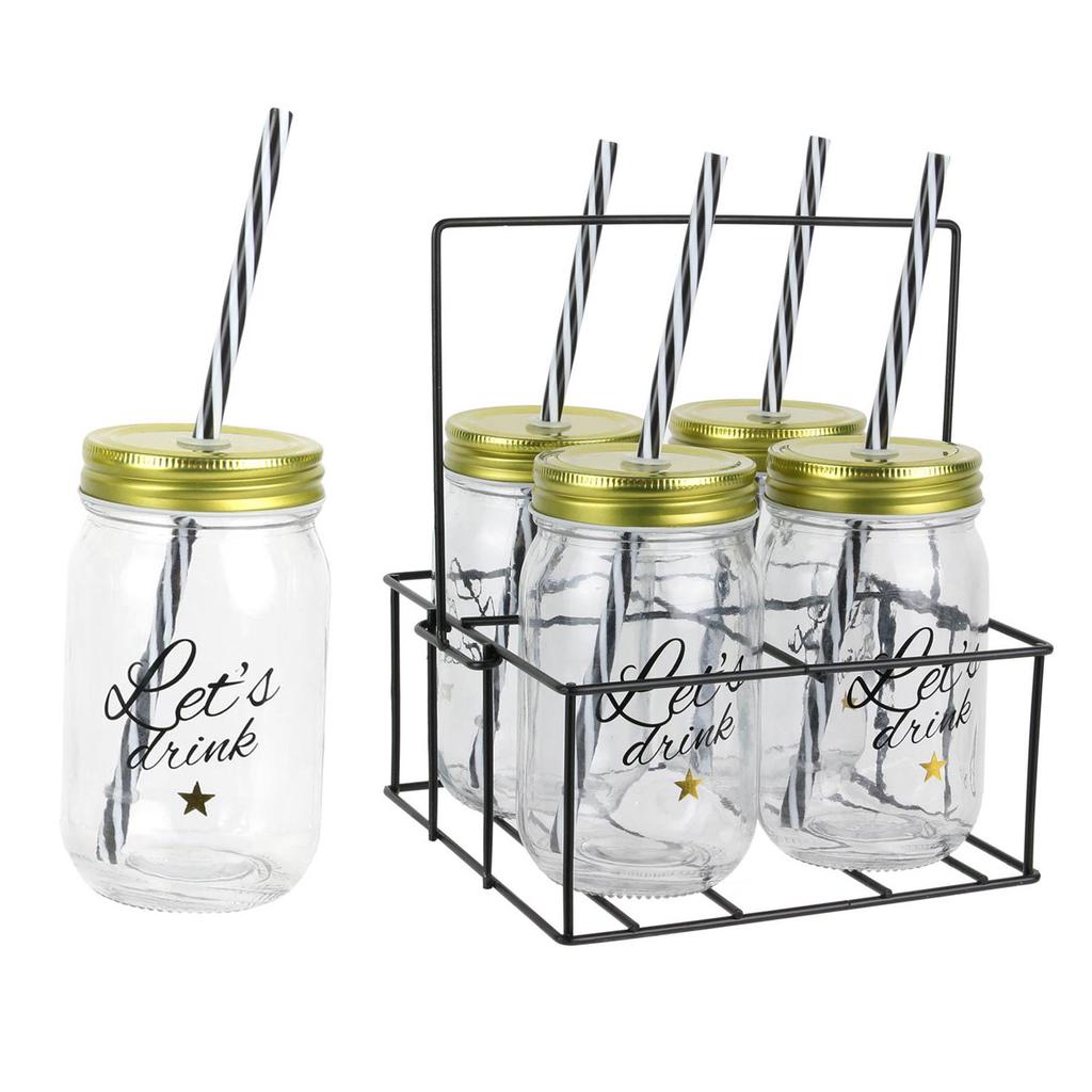 Les Trésors De Lily [Q3853] - Stojan na 4 sklenice Mason 'Messages'(Let's Drink) - 40 cl