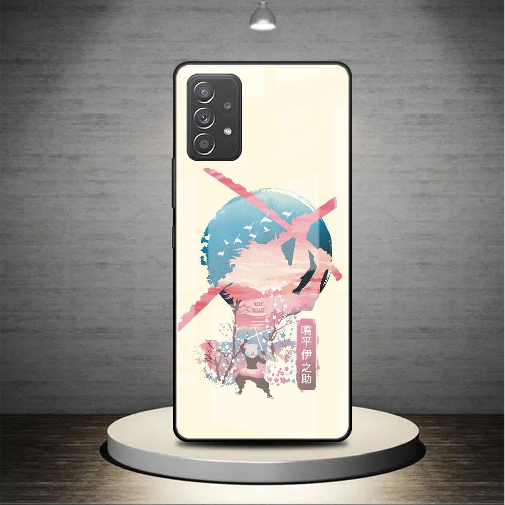 Glass Case For Samsung Galaxy A52 A71 A50 A51 A70 A21s A31 A72 A10 A12 A30 A22 5G Phone Cover Demon Slayer Anime