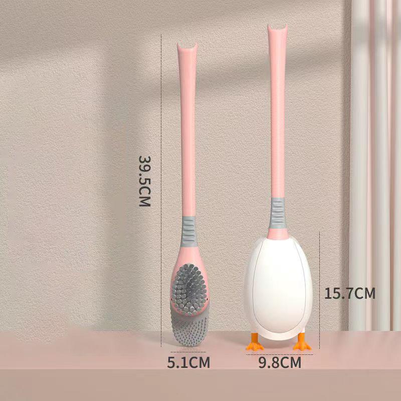 Creative Duck Shape Floor-to-ceiling Toilet Brush Set Silicone Brush Soft Brush To Clean The Toilet Floor