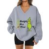 Women's Loose And Comfortable Letter V-neck Sportswear Long-sleeved Sweatshirt Daily Matching Clothes