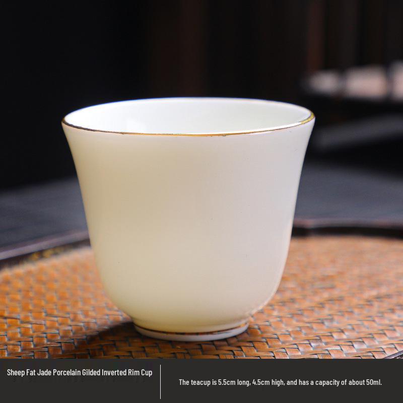 Jade Kung Fu Tea Set: Sheep Fat Dehua White Porcelain Small Tea Tasting Cups - Ideal Gift for Tea Lovers