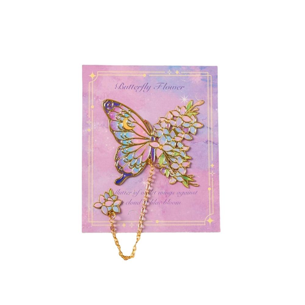 Tassel Chain Metal Butterfly Bookmark Hollow Flower Flower Painting Bookmark  For Book Lovers