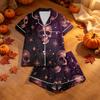 Damen Halloween Pyjama Set 2-teilig Bedruckte Nachtwäsche für lässigen Komfort