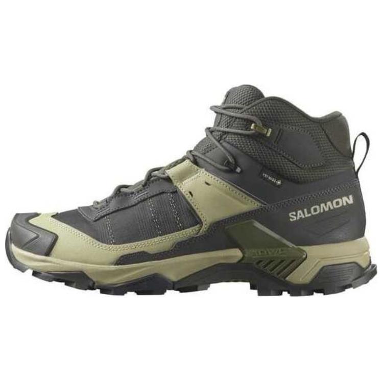 Salomon X Ultra 5 Mid GORE-TEX Peat Grey Green Men Sneakers Blue-Nights L47754300