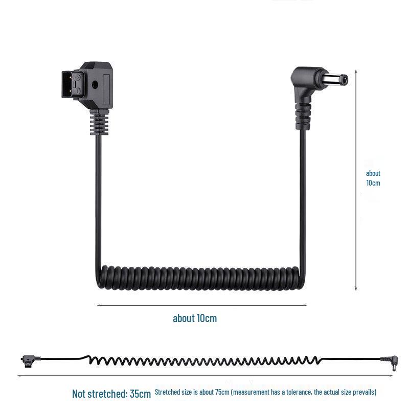 D-Tap to DC Power Cable with Elbow Connector for Monitor & Wireless Video Transmission, V-mount Battery Adapter