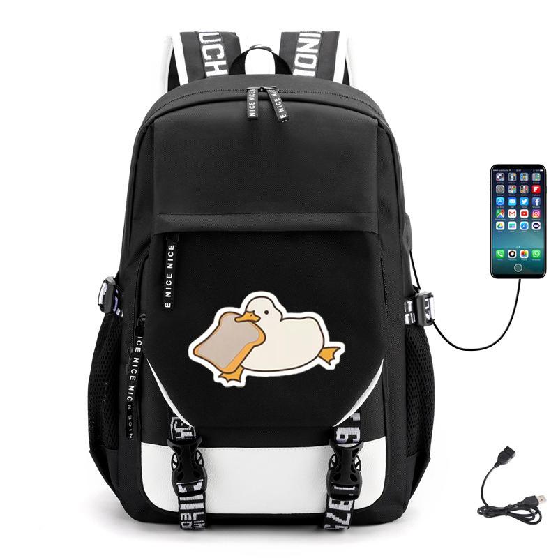 Multifunctional Goose Backpack Large Capacity Student Bag Leisure Travel Usb Computer Bag