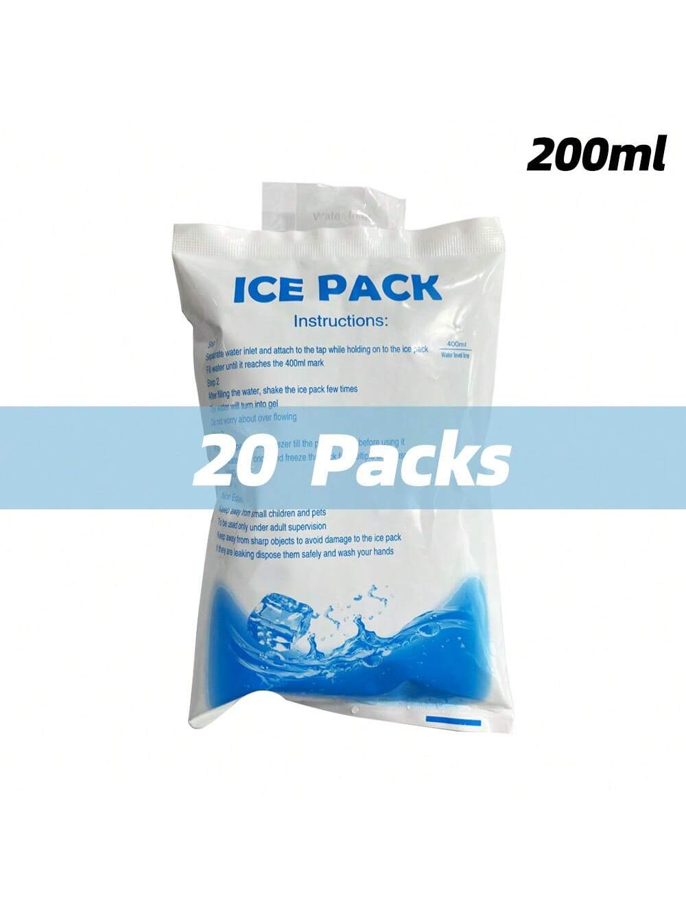 

200ml/400ml 20pcs Reusable Gel Ice Packs Cold Compress for Drinks and Food Storage - Great for Summer Outdoor Activities and Rel