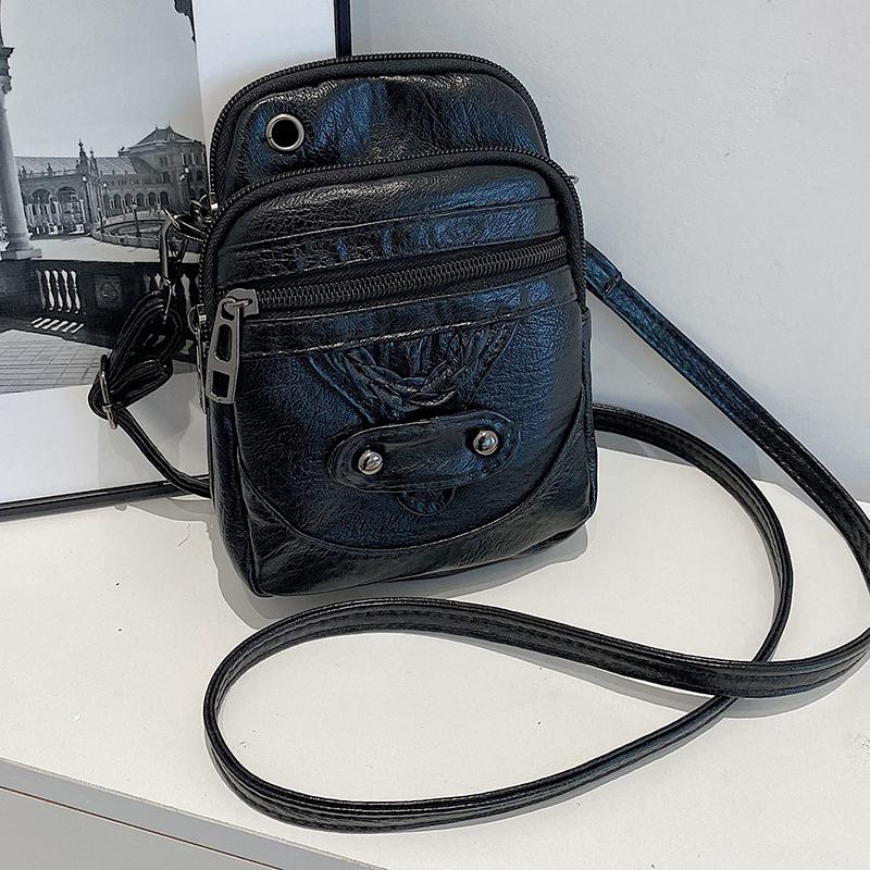 

Многофункциональная мягкая искусственная кожа маленькая сумка через плечо Crossbdoy женская винтажная дизайнерская сумка для мобильного телефона женская маленькая сумка-мессенджер 13*6*19cm чёрный