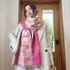 New Winter Style Literary Imitation Cashmere Scarf for Women Elegant Magnolia Flower Fragrance Fashion Scarf  Warm Plus Velvet Shawl