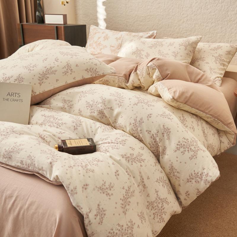 Mei Yun Ge Full Cotton Double-layer Yarn Four Piece Set Washed Cotton French Retro Pure Cotton