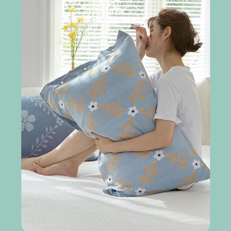 Gauze Pillowcase, All Cotton Soft, Breathable, Sweat Absorbing Pillowcase, All Season Universal Pillowcase (Without Core)