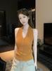 Neck knitted vest women's summer new single-breasted V-neck slim-fitting and thin temperament top