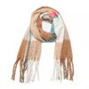 Autumn Winter Imitation Mohair Color Block Plaid Thick Fringe Scarf Shawl
