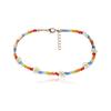 Colorful Rice Beads Handmade Beaded Necklace, Simple Daisy Small Flower Necklace Neck Chain For Women
