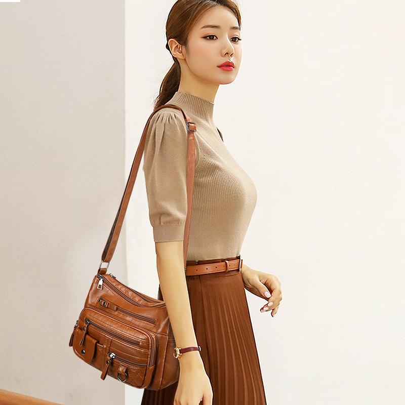 Umhängetasche mit mehreren Taschen und Nähten für Damen, mehrere Lagen