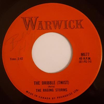 7inch Record RAGING STORMS  Dribble Twist M677 WARWICK 1962 Canada Rock Used
