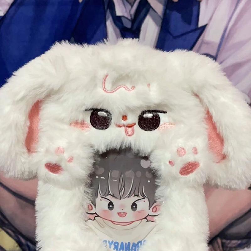 Cute Fox Rabbit Plush Card Holder Portable Student Campus ID Card Idol Photo Display Case Handbags Charm Keychain for Girl Gifts