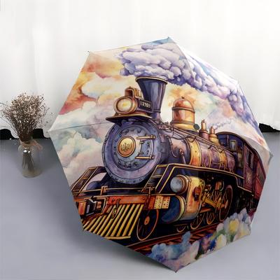 Motif Steampunk, parapluie pliant automatique, design portable et pliable, 8 baleines, un cadeau de Noël ou d'anniversaire.