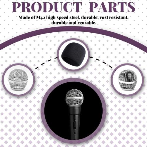 Cionyce SM58 Replacement Microphone Heads, Standard Size Grille Microphone with Foam, Pack of 4