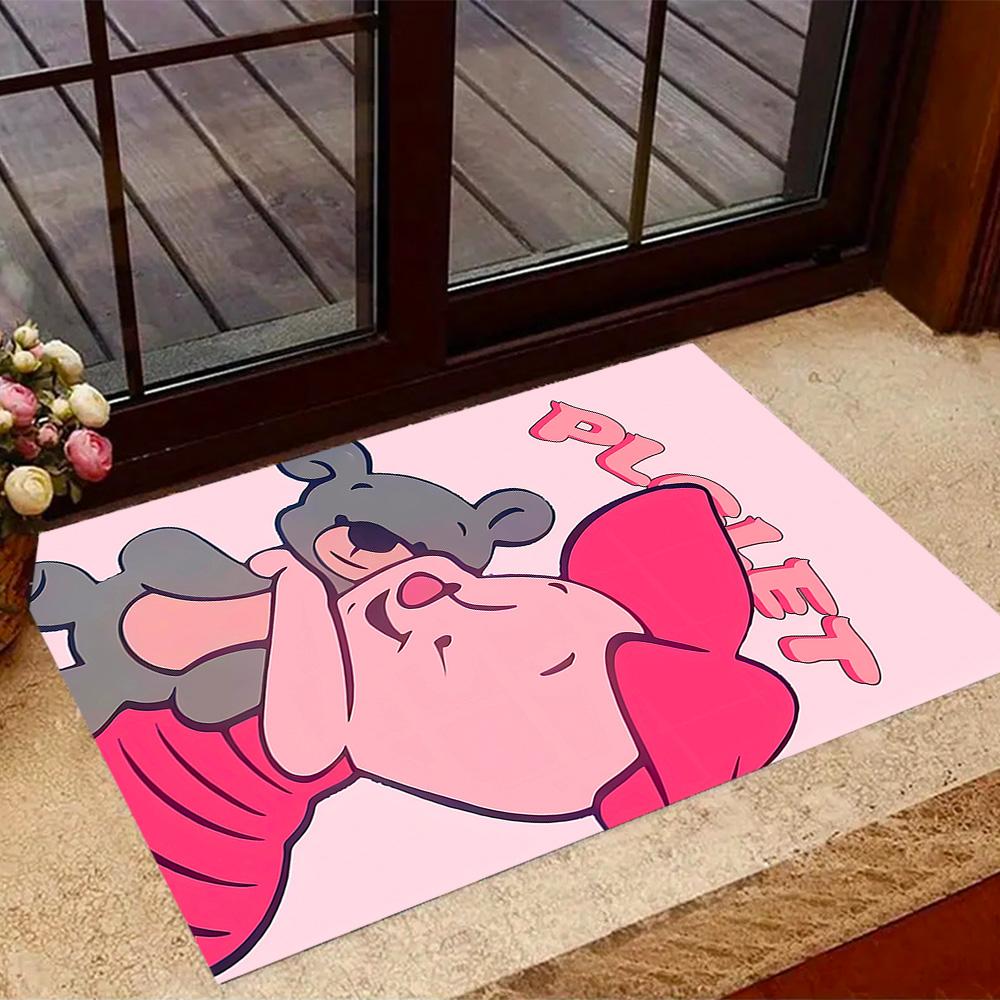 Ferkels Lila Schal Abenteuer Disney Zeichentrickfilm Thema Rutschfester Teppich - Polyester, Heimdekoration, Geeignet für Schlafzimmer, Wohnzimmer, Eingangsbereiche und Studios