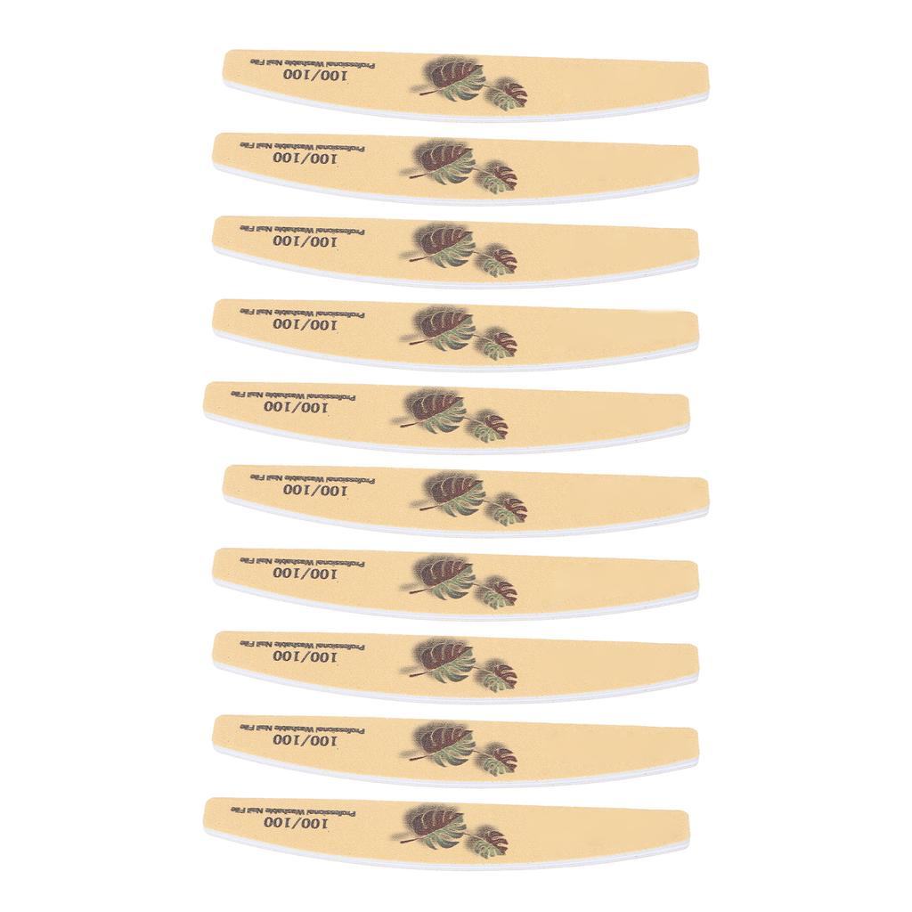 10pcs Nail File Professional Washable Reusable Double Sided Nail Buffer File Manicure Tool (Yellow)