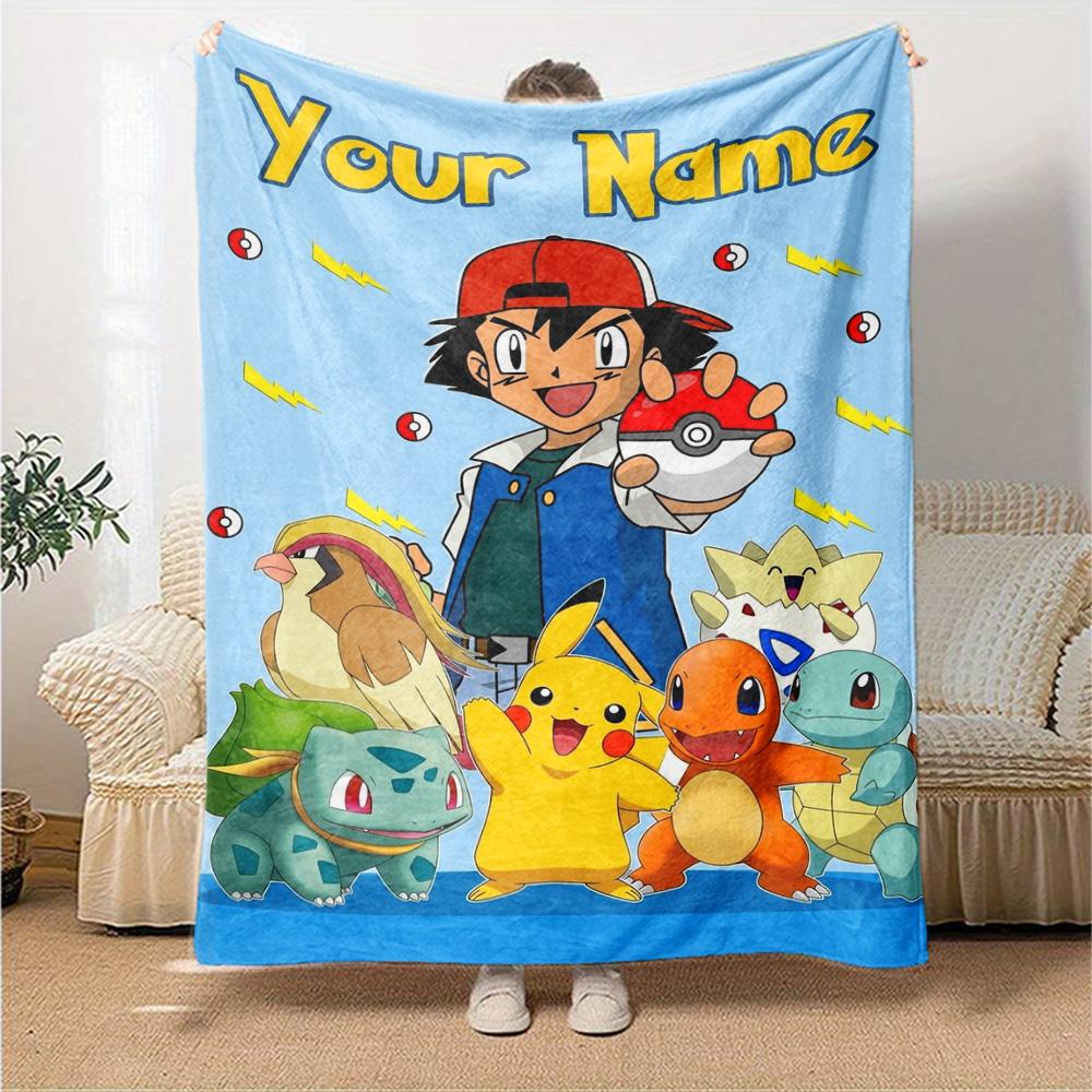Name Custom Pocket Monster Print Flannel Blanket High Quality Warm Comfortable Cover for All Seasons Perfect for Gifts Home Decor