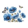 Aquarell Blaue Blume Mohn Toilette mit Badezimmer Badezimmer Wandsticker
