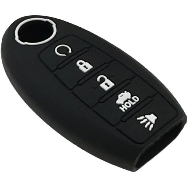 Silicone Rubber Key Fob Cover Compatible with Nissan Altima SR Armada SL Maxima Murano Pathfinder Rogue Titan Versa Sentra (5 Buttons)