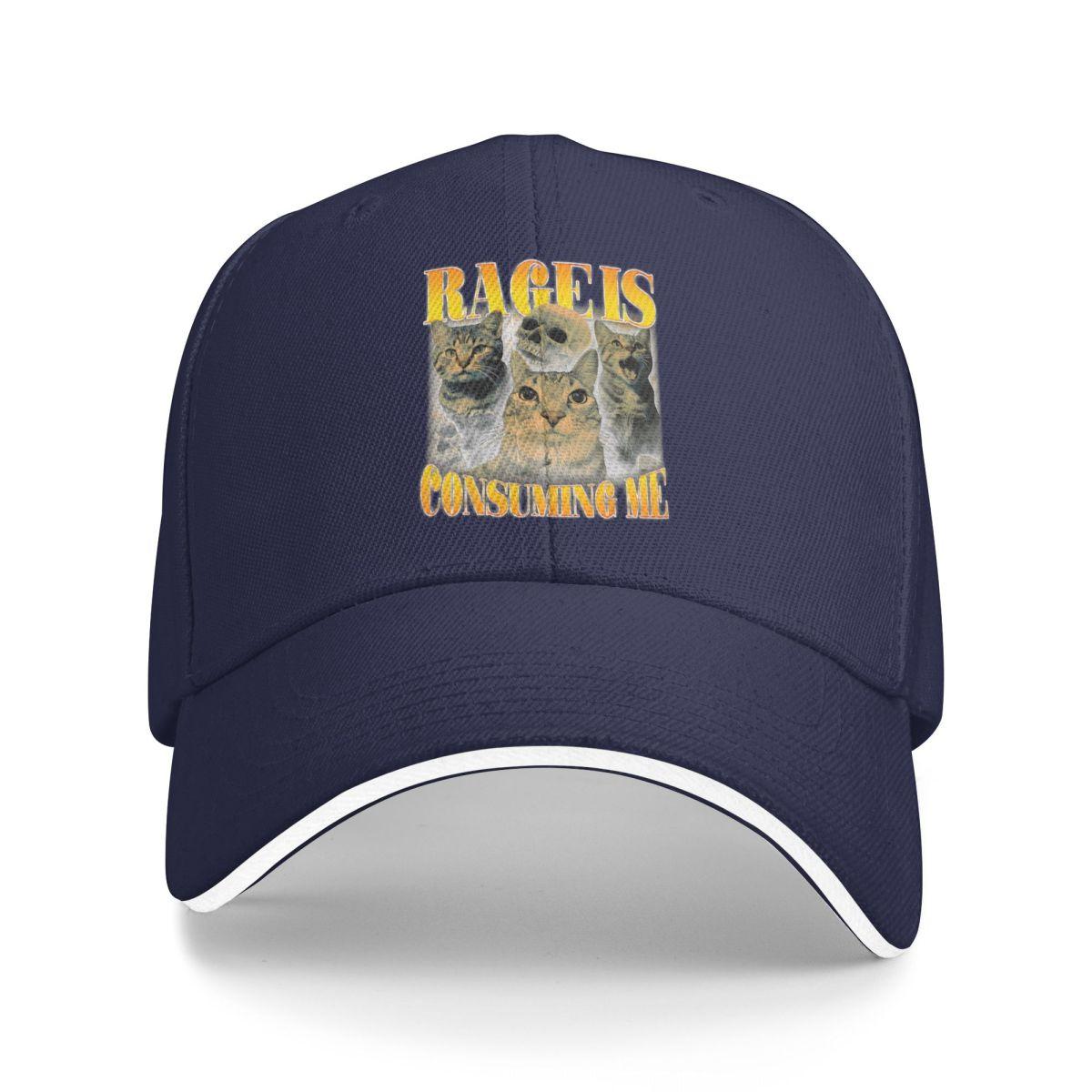 

Baseball Caps Rage Consumes Me Absurd Cat Meme Fans Gifts Customized Female Male Sport Summer Caps One Size