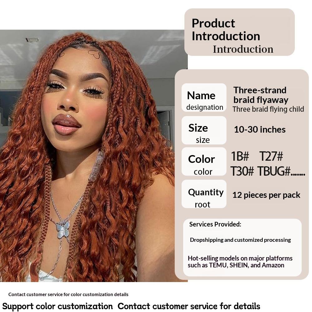 Cross-border European American High Temperature Wire Synthetic Fiber Wigs Machine Double Weft Three-strand Braid Braids Braids