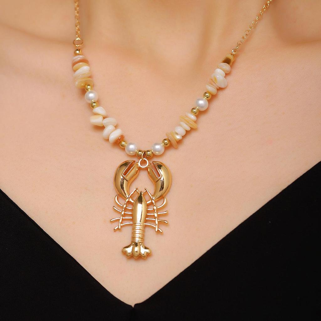 European & American Beach Resort Alloy Drip Oil Red Lobster & Blue Crab Earrings for Women