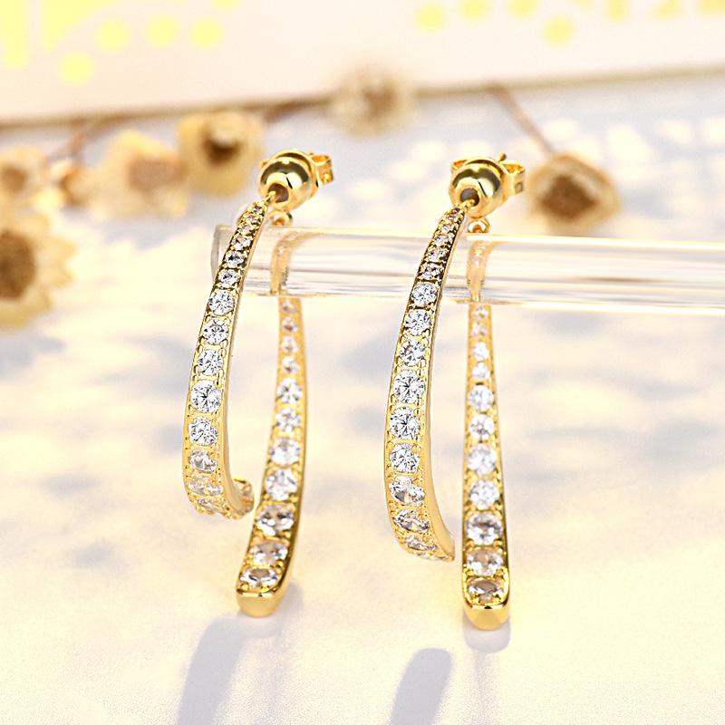 

Kpop Drop Earrings Crossing Micro Inlaid Zircon Gold Color Big Ear Ring 2024 Trend Korean Ins Style Jewelry for Women KDE019