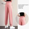 Summer Thin Ice Silk Sports Pants Elastic Drawstring Waist Pockets Casual Sweatpants Solid Color Loose Fit Fitness Trousers Streetwear