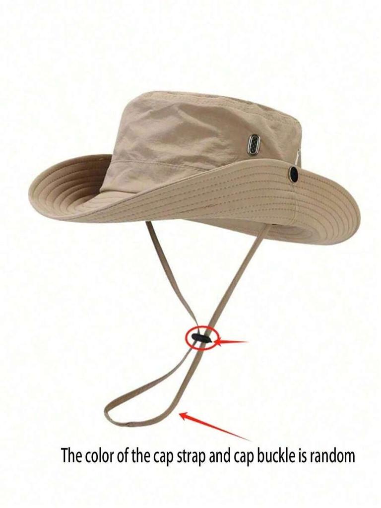 Solid Color Wide Brim Bucket Hat For Sun Protection Adjustable Outdoor Sports Beach Travel