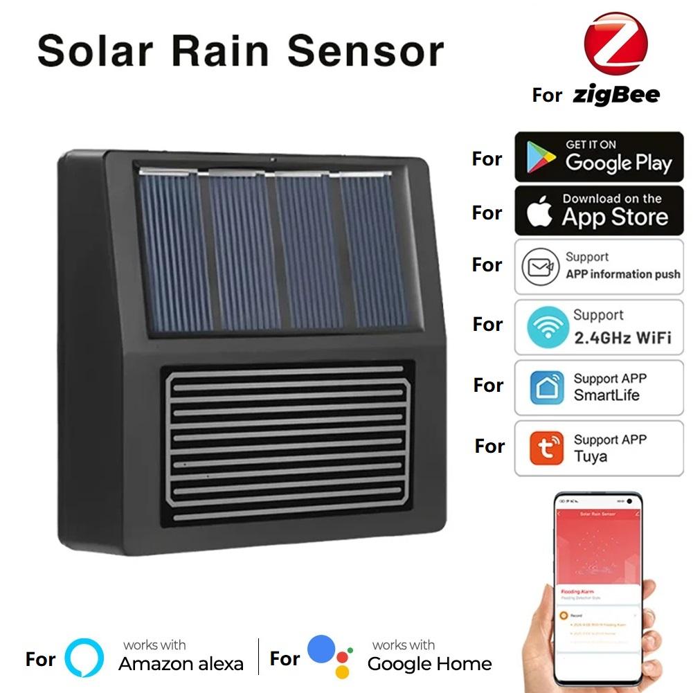 Pro Tuya Pro Zigbee Chytrý solární dešťový senzor Bezdrátová detekce v reálném čase Solární napájení Efektivita Chytrý Pro integraci do domácnosti