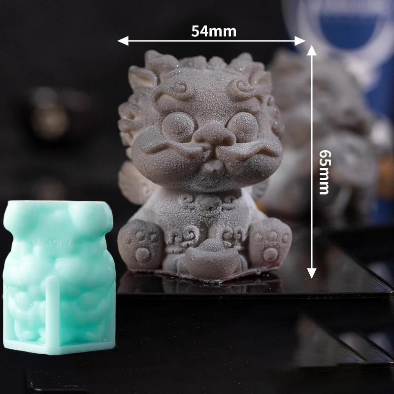 3D Glückslöwe Silikonform Mousse Kuchen 3D Backformen Dessert Restaurant Eiswürfelform Chinesischer Wind Zement Kerzenformen
