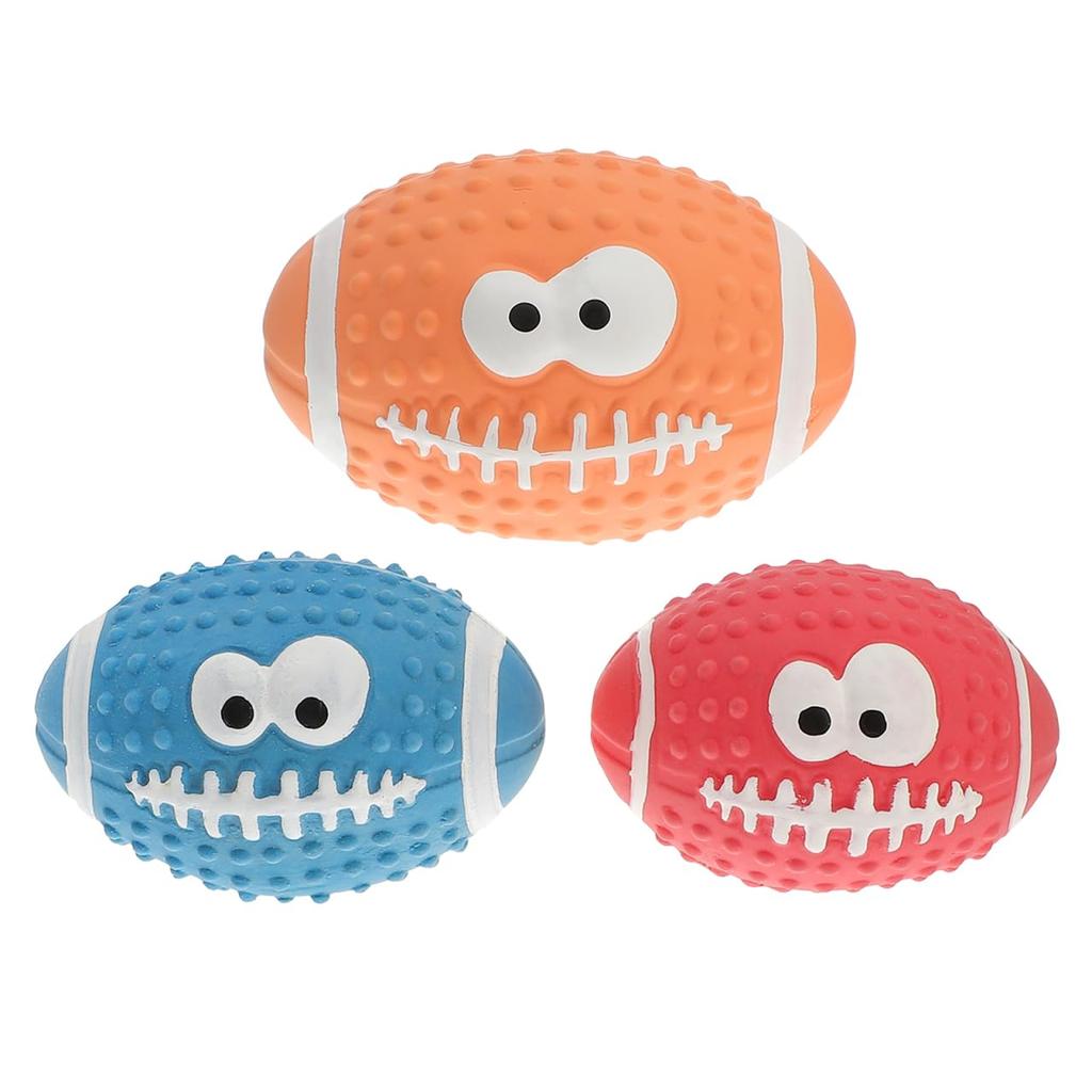 OUNONA Rugby Ball Puppy Dog Play Set of Latex Dog Squeaky Rugby Perfect for Outdoor Play Toys, Supplies, Toys, 3, Balls,