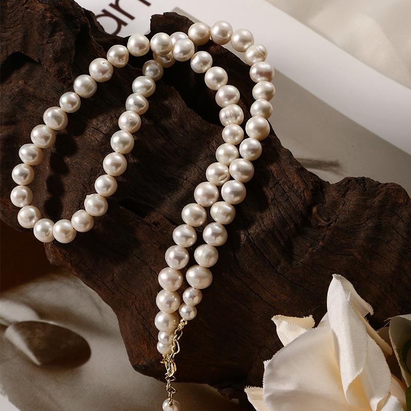 Super High Quality Natural Nearround Freshwater Pearl 14K Gold Filled Ladies Short Beads Chain Necklace Mother's Day Gifts