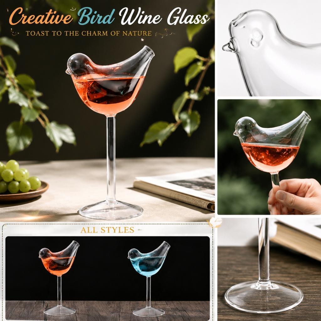 Creative Wine Glass with Bird Design Stemware for Home Bar Kitchen Decor