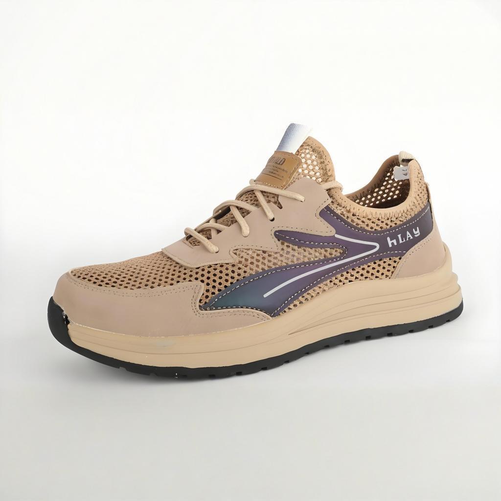 

Men s Steel Toe Work Shoes - Breathable Mesh Upper, Rubber Sole, Wear-Resistant for All Seasons Khaki; 43